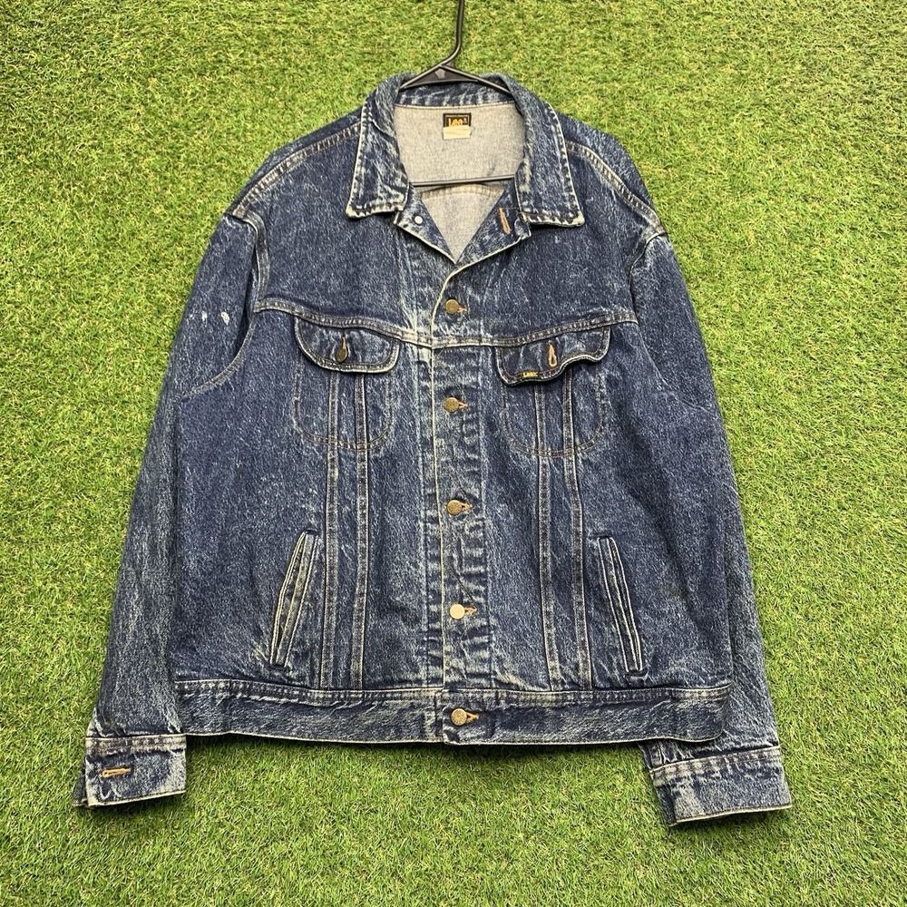 Vintage Lee Union Made Jean Jacket Mens XL USA Made 90s Denim Trucker Workwear